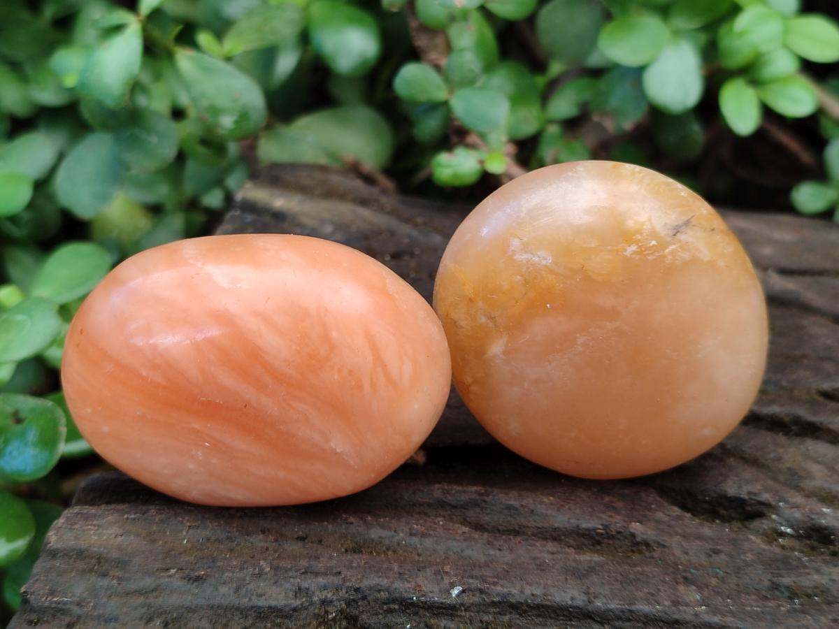 Polished Orange Twist Calcite Galets x 20 From Maevantanana, Madagascar - Toprock Gemstones and Minerals 