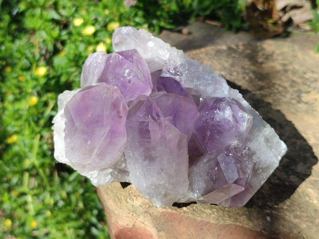Natural Jacaranda Amethyst Clusters x 3 From Mumbwa, Zambia - Toprock Gemstones and Minerals 