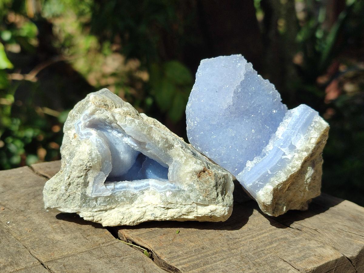 Natural Blue Lace Agate Geode Specimens x 12 From Nsanje, Malawi - Toprock Gemstones and Minerals 