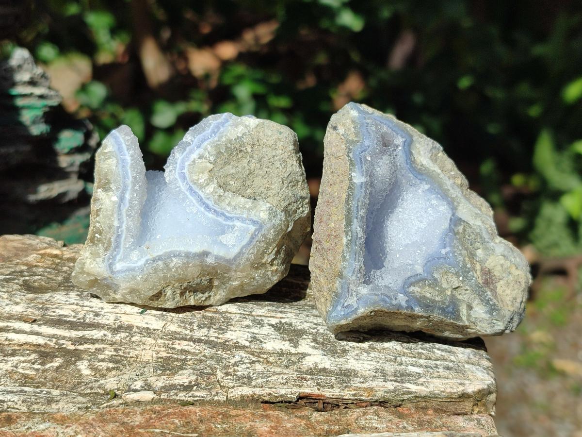Natural Blue Lace Agate Geode Specimens x 12 From Nsanje, Malawi - Toprock Gemstones and Minerals 