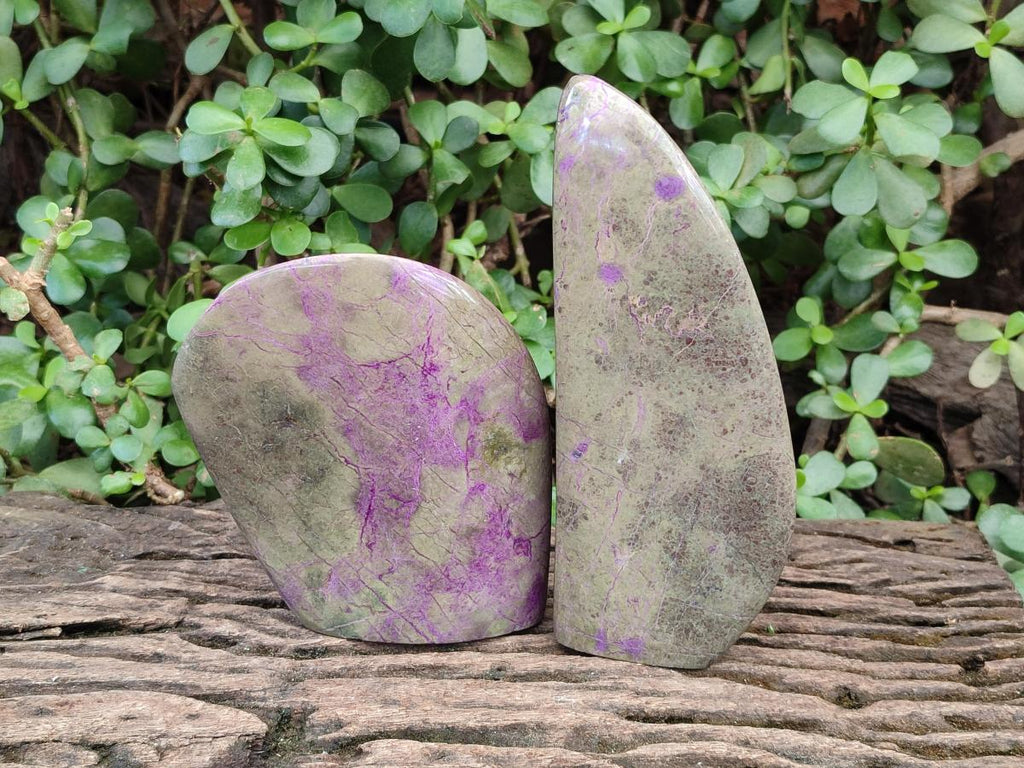 Polished Stichtite Standing Display Piece x 2 From Barberton, South Africa - Toprock Gemstones and Minerals 