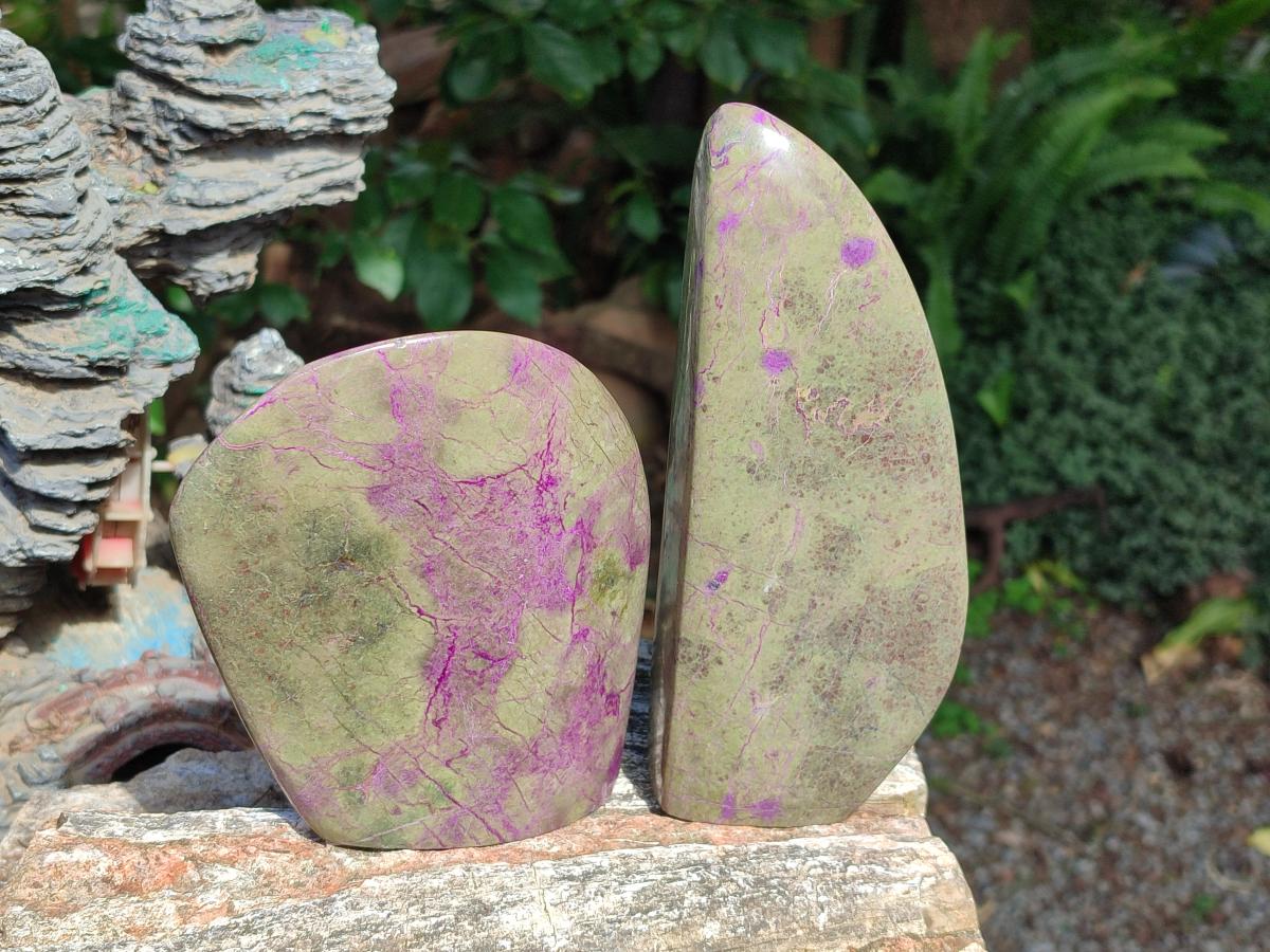 Polished Stichtite Standing Display Piece x 2 From Barberton, South Africa - Toprock Gemstones and Minerals 