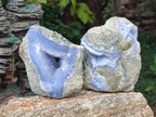 Natural Blue Lace Agate Geode Specimens x 3 From Nsanje, Malawi - Toprock Gemstones and Minerals 