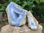 Natural Blue Lace Agate Geode Specimens x 3 From Nsanje, Malawi - Toprock Gemstones and Minerals 