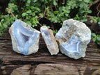 Natural Blue Lace Agate Geode Specimens x 3 From Nsanje, Malawi - Toprock Gemstones and Minerals 