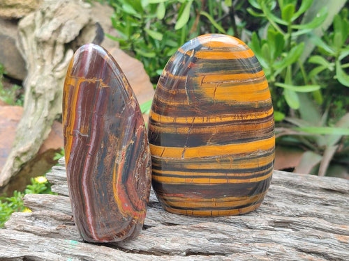 Polished Banded Tiger Iron Standing Display Pieces x 2 From South Africa - Toprock Gemstones and Minerals 