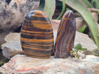Polished Banded Tiger Iron Standing Display Pieces x 2 From South Africa - Toprock Gemstones and Minerals 