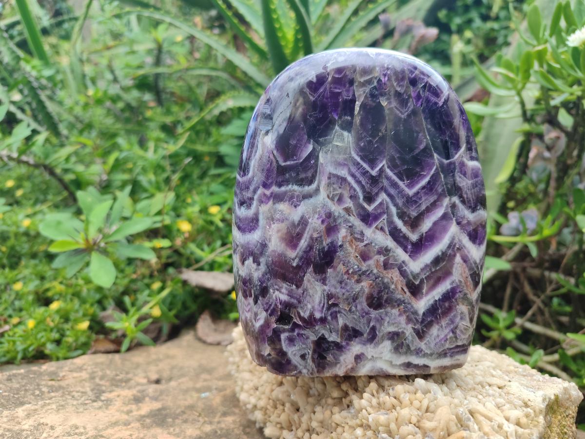 Polished Chevron Amethyst Standing Display Piece x 1 From Zambia - Toprock Gemstones and Minerals 
