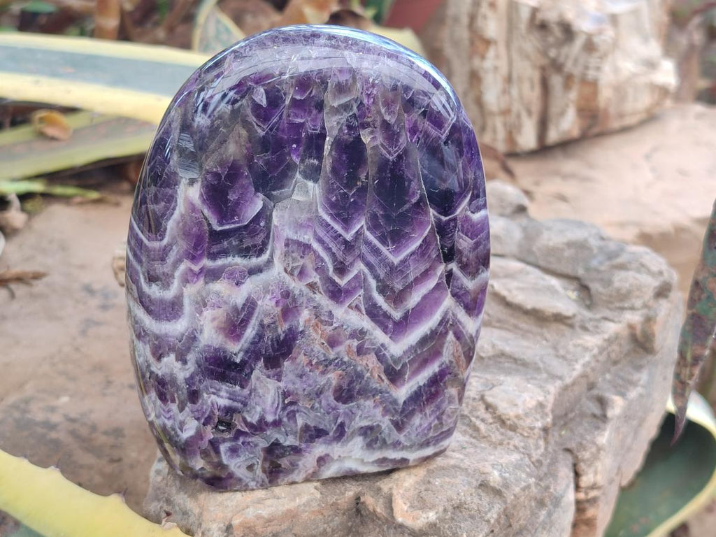 Polished Chevron Amethyst Standing Display Piece x 1 From Zambia - Toprock Gemstones and Minerals 