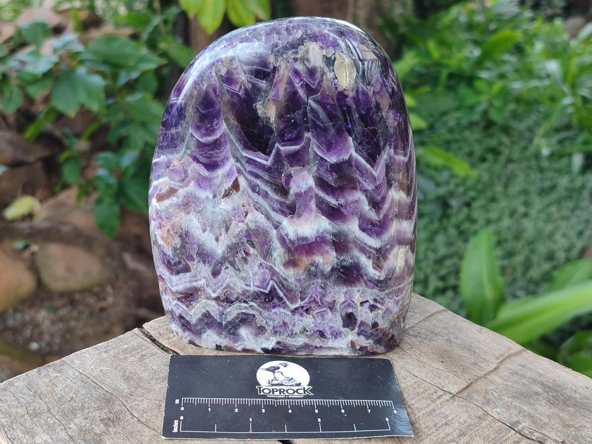 Polished Chevron Amethyst Standing Display Piece x 1 From Zambia - Toprock Gemstones and Minerals 