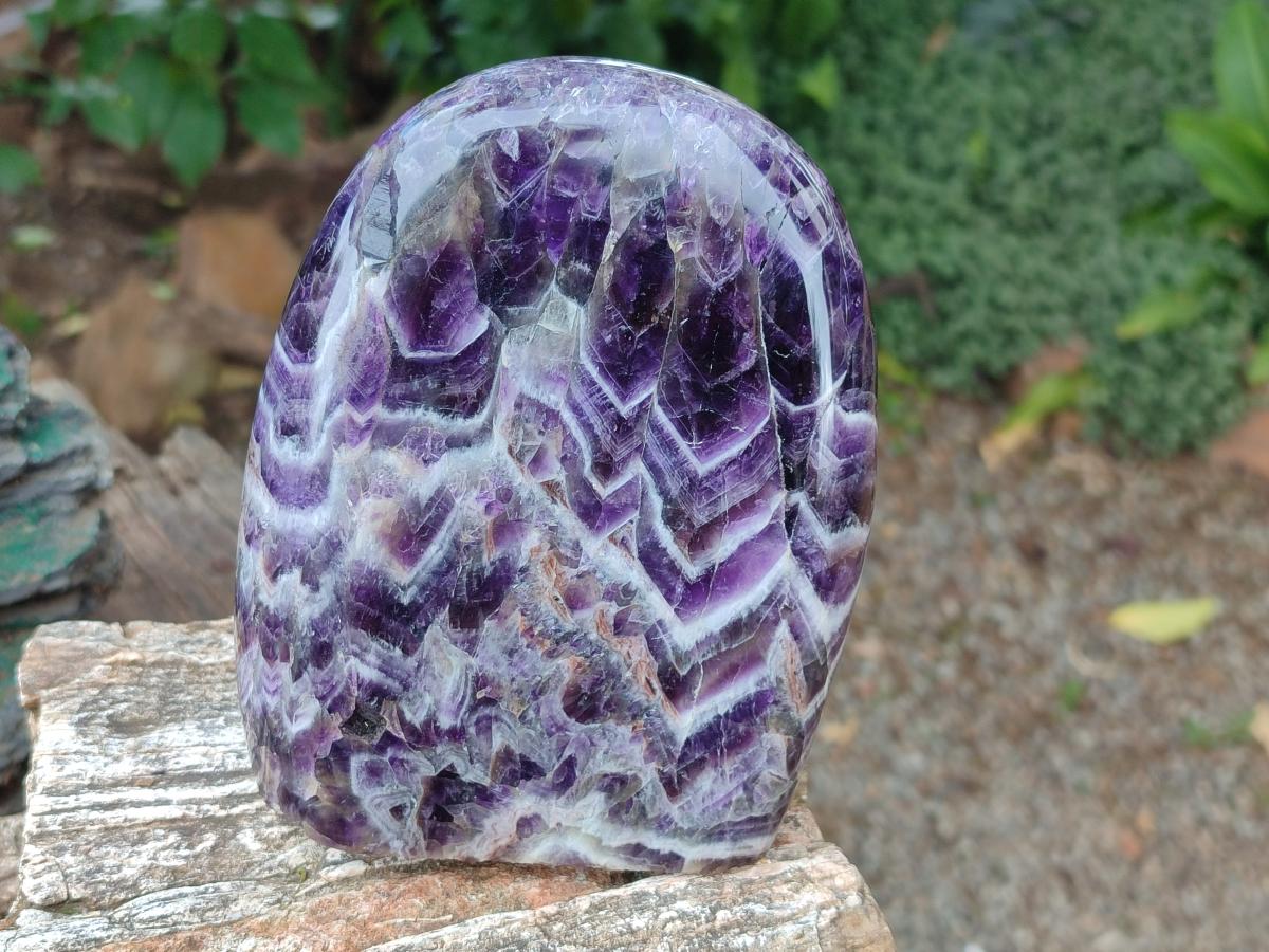 Polished Chevron Amethyst Standing Display Piece x 1 From Zambia - Toprock Gemstones and Minerals 