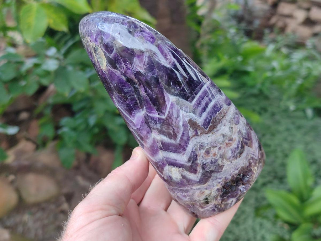 Polished Chevron Amethyst Standing Display Piece x 1 From Zambia - Toprock Gemstones and Minerals 