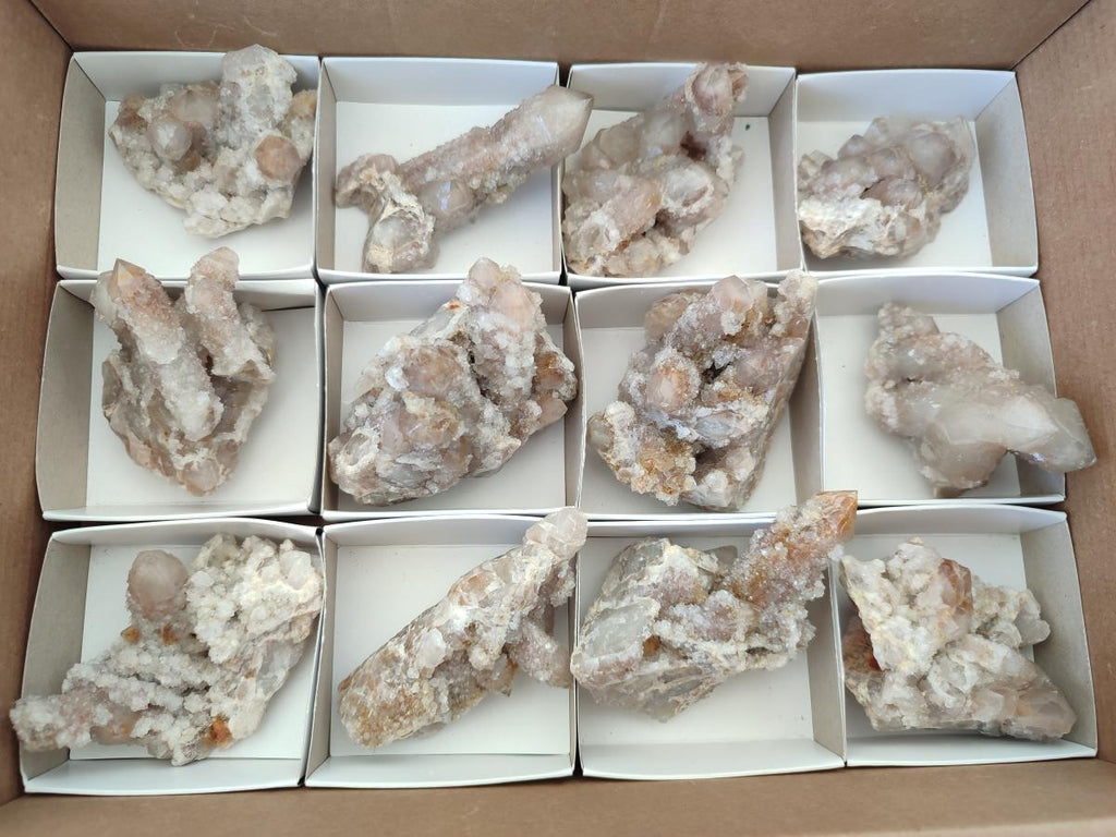 Natural Limonite Tinted Smokey Spirit Quartz Clusters x 12 From Boekenhouthoek, South Africa - Toprock Gemstones and Minerals 