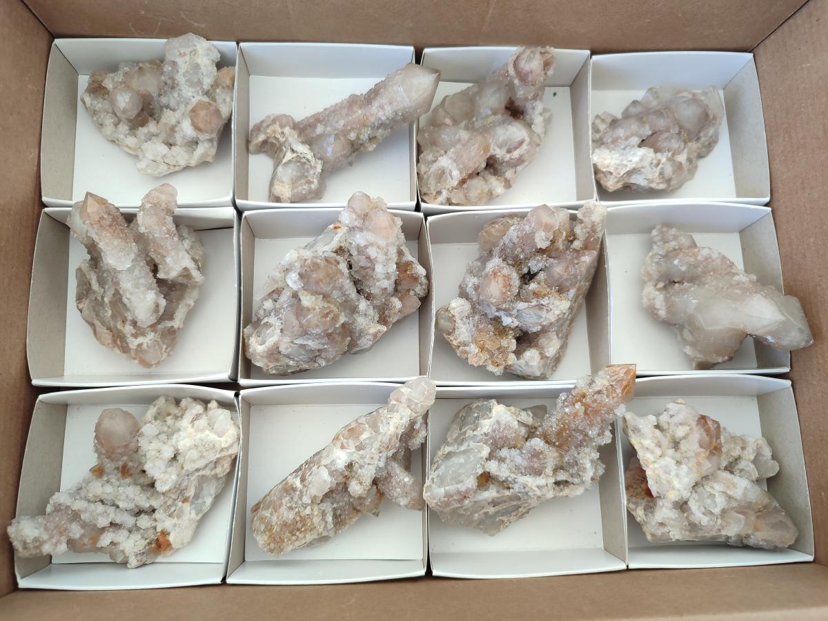 Natural Limonite Tinted Smokey Spirit Quartz Clusters x 12 From Boekenhouthoek, South Africa - Toprock Gemstones and Minerals 