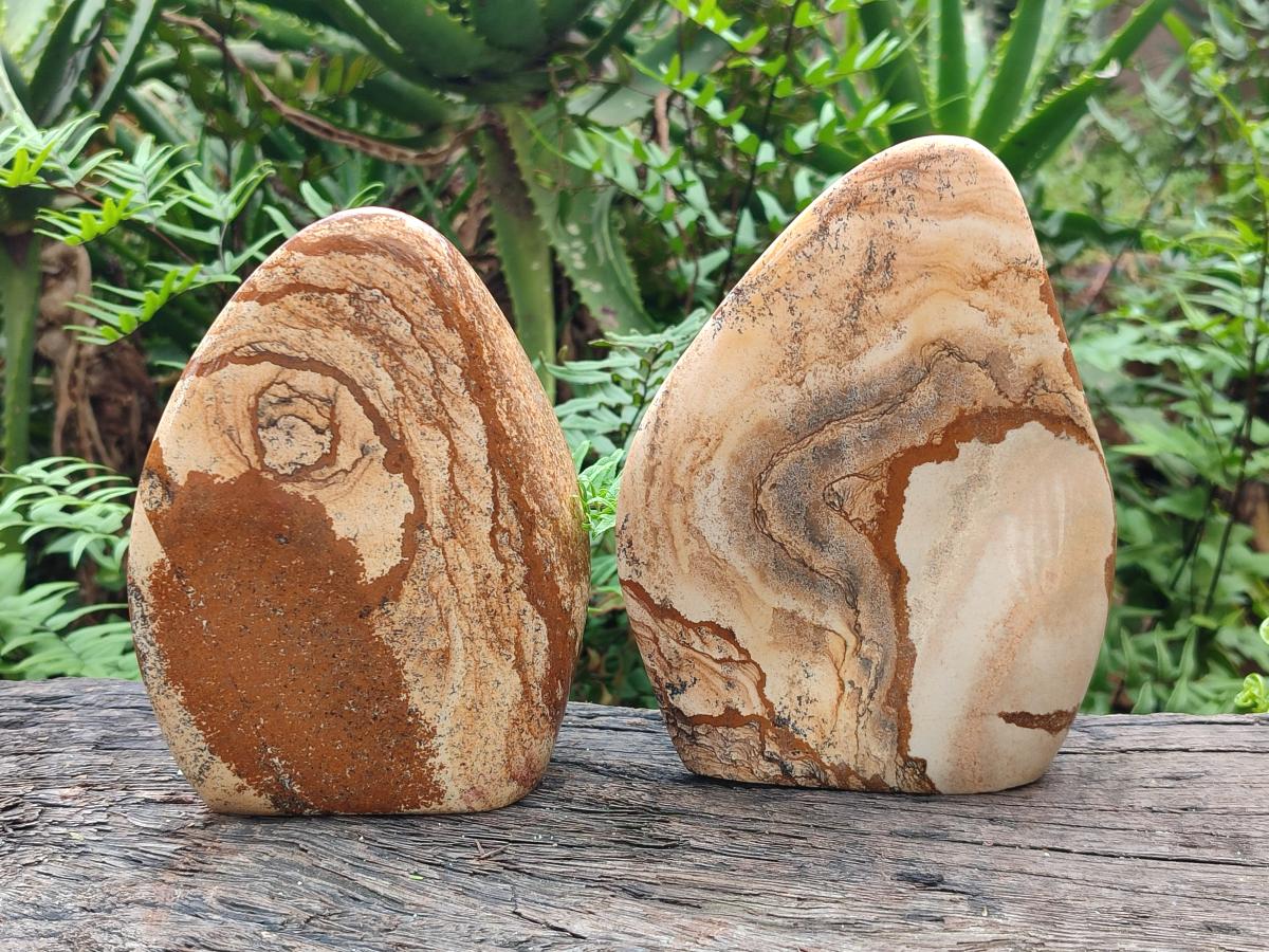 Polished Picture Stone Jasper Standing Display Pieces x 2 From Ais-Ais, Namibia - Toprock Gemstones and Minerals 
