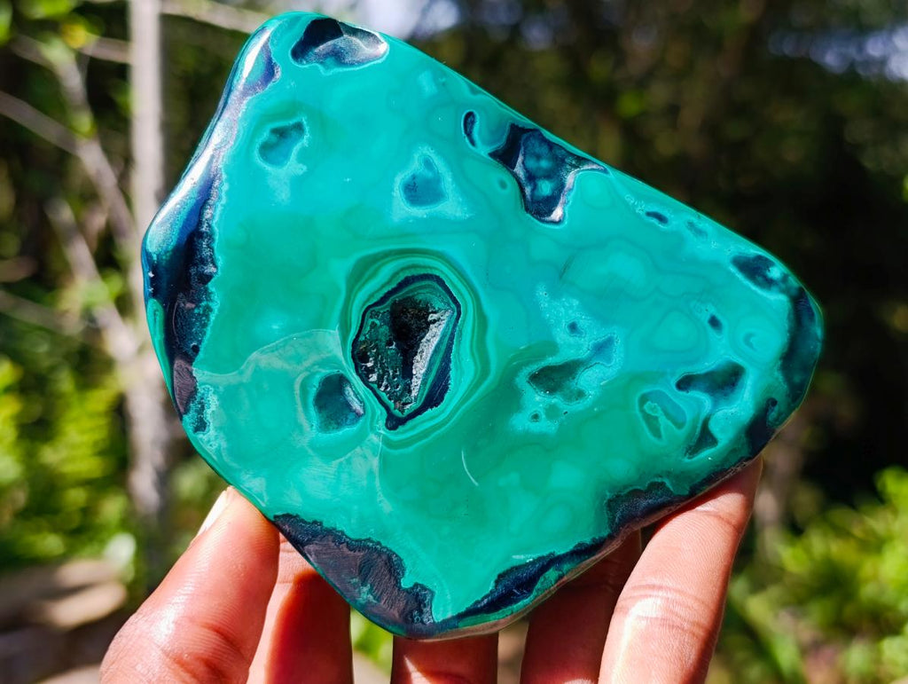 Polished Flower Banded Malachite Free Forms x 4 From Congo - Toprock Gemstones and Minerals 