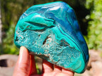 Polished Flower Banded Malachite Free Forms x 4 From Congo - Toprock Gemstones and Minerals 