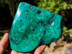 Polished Flower Banded Malachite Free Forms x 4 From Congo - Toprock Gemstones and Minerals 