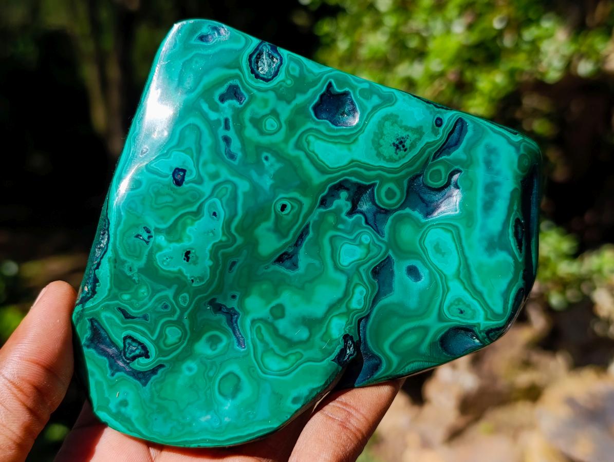 Polished Flower Banded Malachite Free Forms x 4 From Congo - Toprock Gemstones and Minerals 