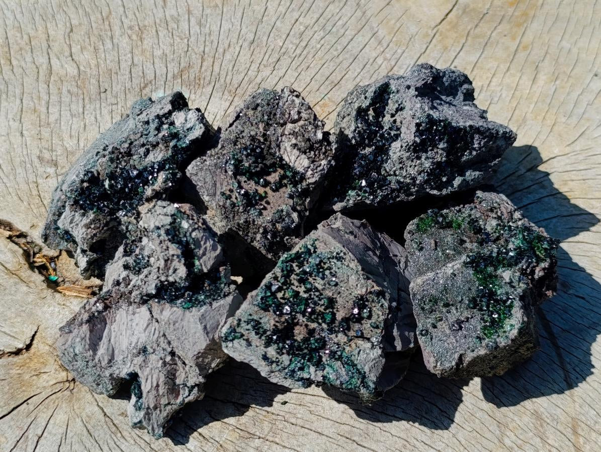 Natural Libethenite Crystals on Dolomite Matrix Specimens x 6 From Shituru, Congo - Toprock Gemstones and Minerals 
