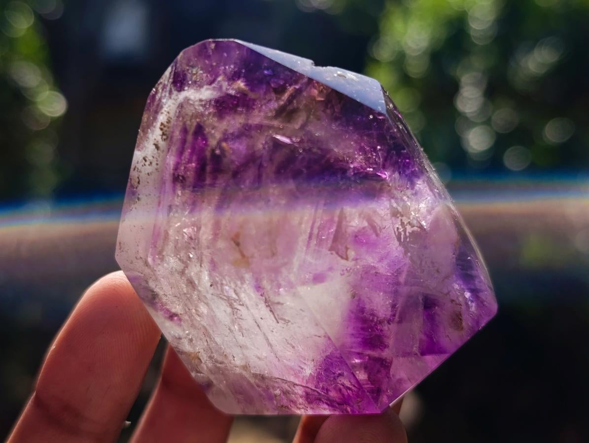 Polished Smokey Window Amethyst Crystals x 6 From Akansobe, Madagascar - Toprock Gemstones and Minerals 