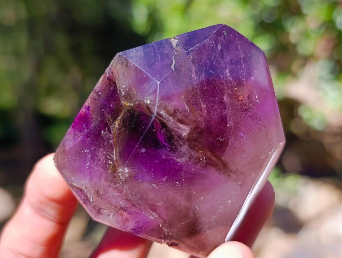 Polished Smokey Window Amethyst Crystals x 6 From Akansobe, Madagascar - Toprock Gemstones and Minerals 