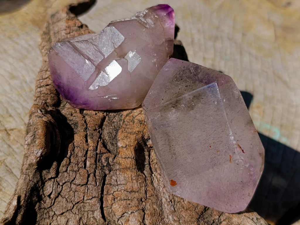 Polished Smokey Window Amethyst Crystals x 6 From Akansobe, Madagascar - Toprock Gemstones and Minerals 