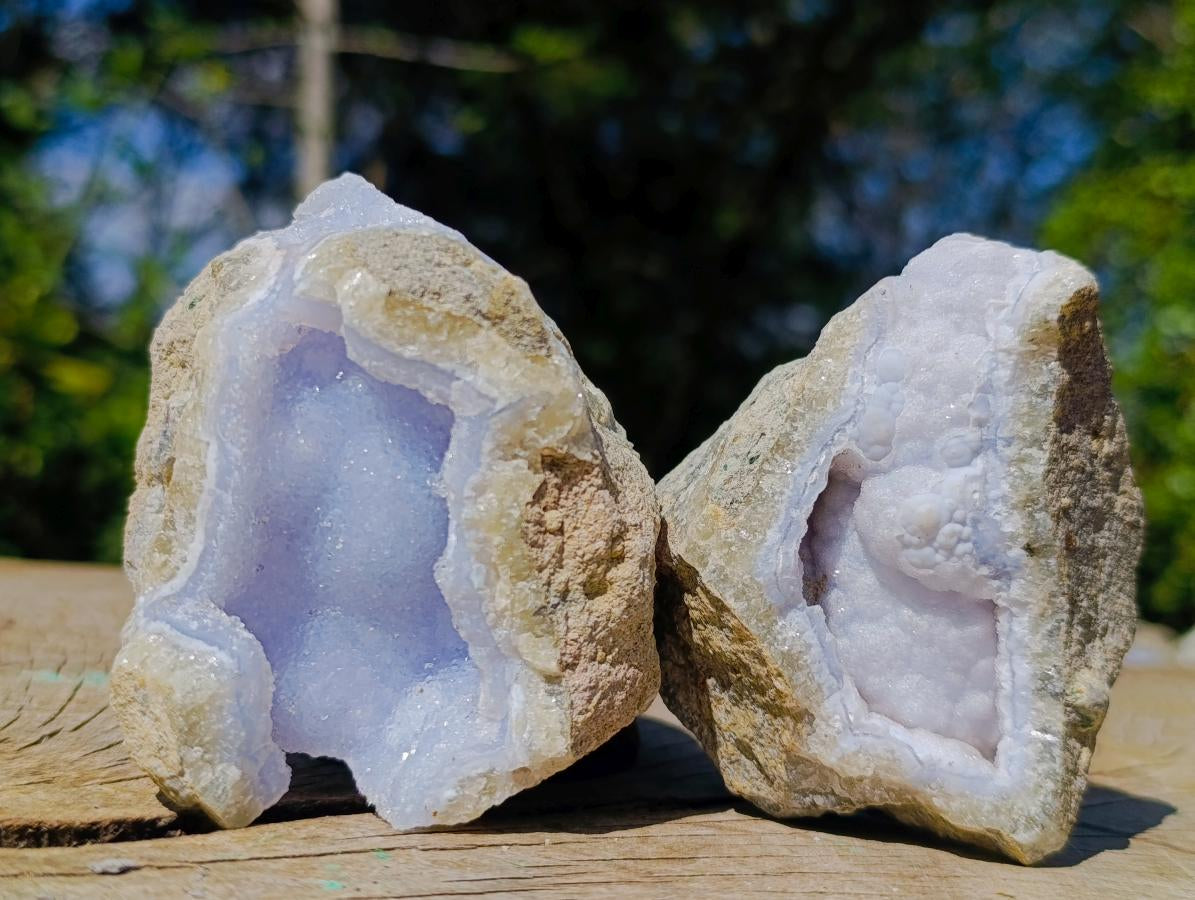 Natural Blue Lace Agate Geode Specimens x 12 From Nsanje, Malawi - Toprock Gemstones and Minerals 