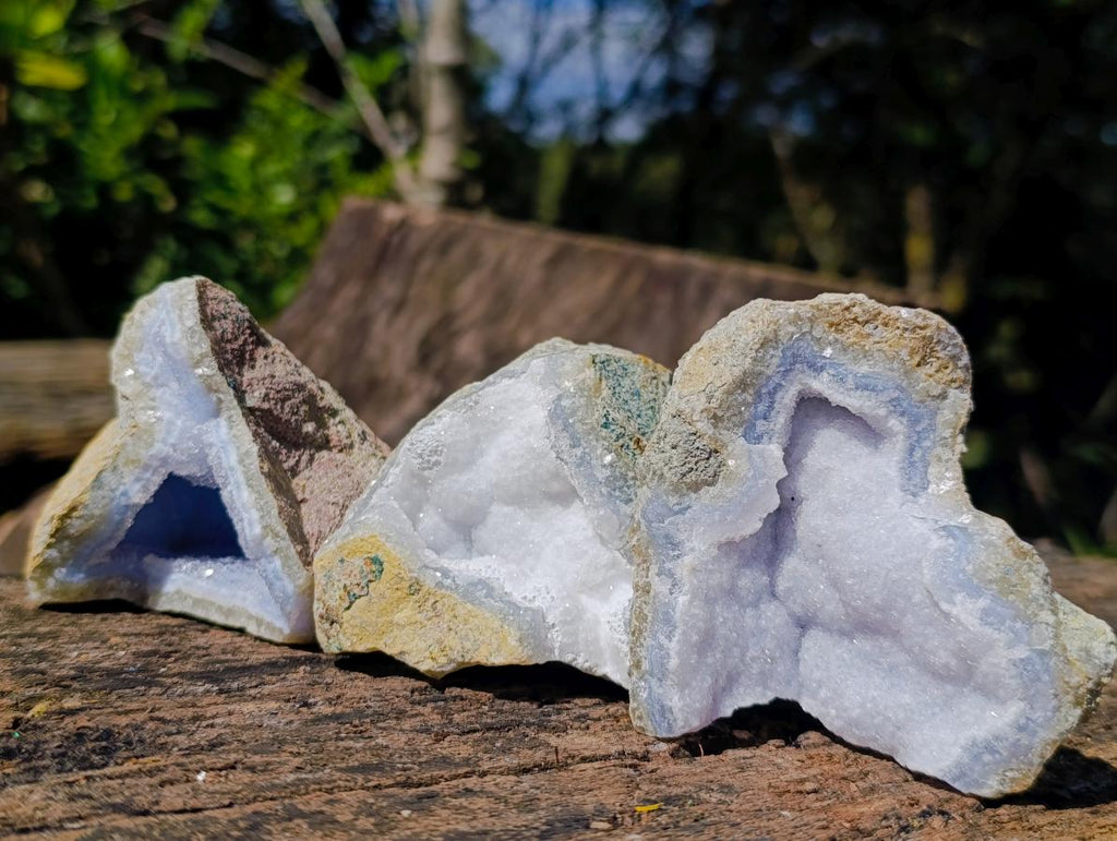 Natural Blue Lace Agate Geode Specimens x 12 From Nsanje, Malawi - Toprock Gemstones and Minerals 