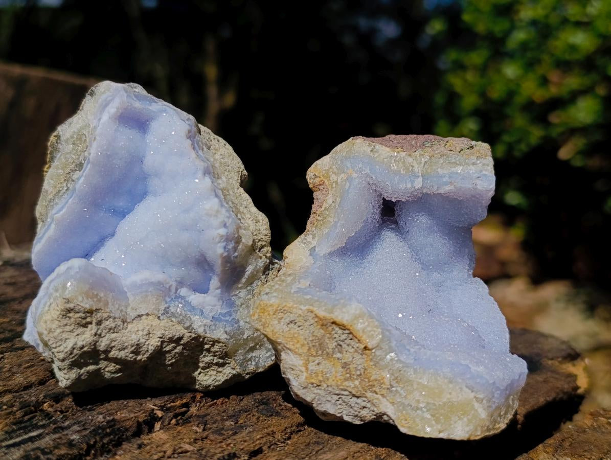 Natural Blue Lace Agate Geode Specimens x 12 From Nsanje, Malawi - Toprock Gemstones and Minerals 