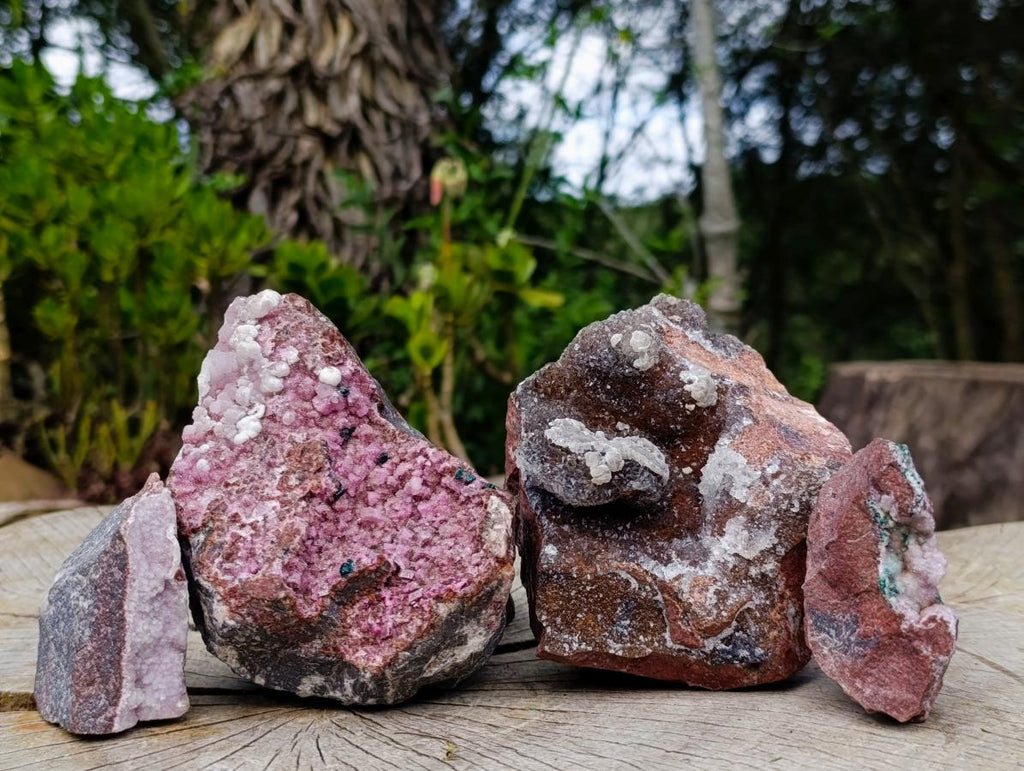 Natural Salrose Cobaltoan Dolomite Specimens with Associated Minerals x 4 From Kakanda, Congo - Toprock Gemstones and Minerals 
