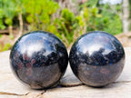 Polished Blue Iolite "Water Sapphire" Spheres x 2 From Madagascar - Toprock Gemstones and Minerals 