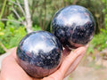 Polished Blue Iolite "Water Sapphire" Spheres x 2 From Madagascar - Toprock Gemstones and Minerals 