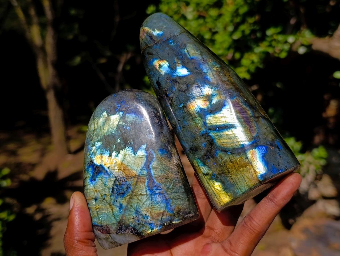Polished Labradorite Standing Display Pieces x 3 From Madagascar - Toprock Gemstones and Minerals 