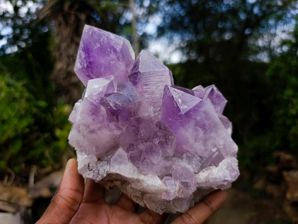 Natural Jacaranda Amethyst Clusters x 2 From Mumbwa, Zambia - Toprock Gemstones and Minerals 