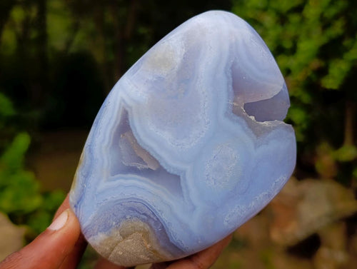 Polished Blue Lace Agate Standing Display Pieces x 2 From Nsanje, Malawi - Toprock Gemstones and Minerals 