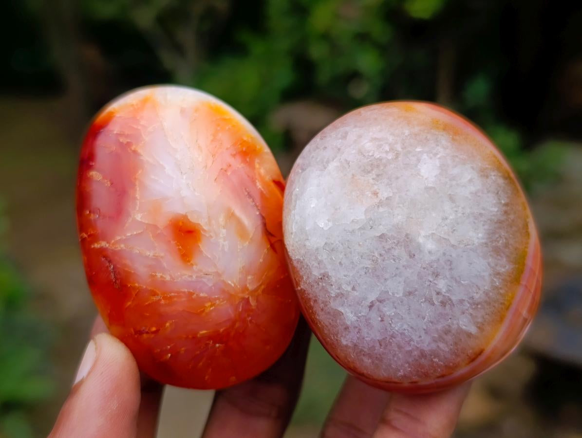 Polished Large Carnelian Agate Gemstone Galets x 12 From Madagascar - Toprock Gemstones and Minerals 