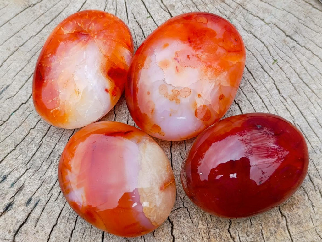 Polished Large Carnelian Agate Gemstone Galets x 12 From Madagascar - Toprock Gemstones and Minerals 