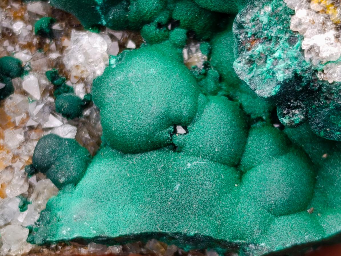 Natural Ball Malachite and Drusy Quartz on Dolomite Specimens x 3 From Mindingi Mine, Kambove, Congo - Toprock Gemstones and Minerals 