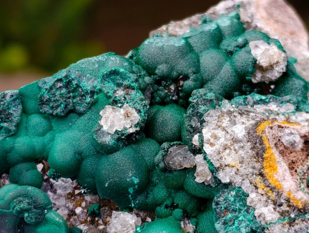 Natural Ball Malachite and Drusy Quartz on Dolomite Specimens x 3 From Mindingi Mine, Kambove, Congo - Toprock Gemstones and Minerals 
