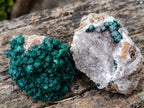 Natural Ball Malachite and Drusy Quartz on Dolomite Specimens x 3 From Mindingi Mine, Kambove, Congo - Toprock Gemstones and Minerals 