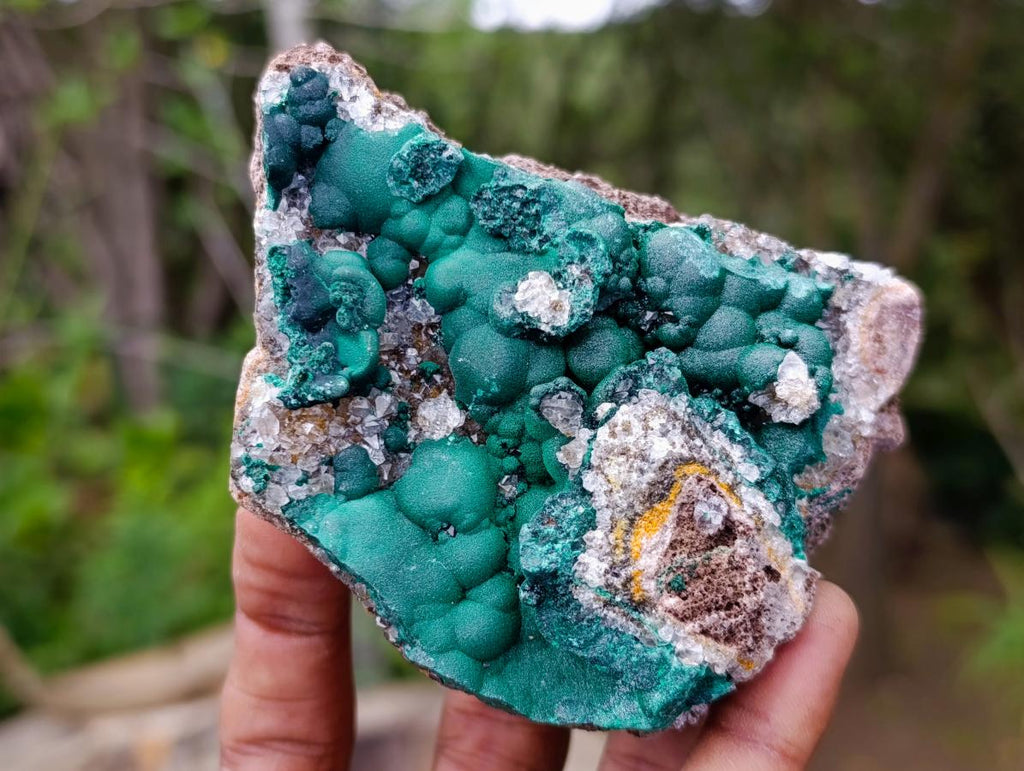 Natural Ball Malachite and Drusy Quartz on Dolomite Specimens x 3 From Mindingi Mine, Kambove, Congo - Toprock Gemstones and Minerals 