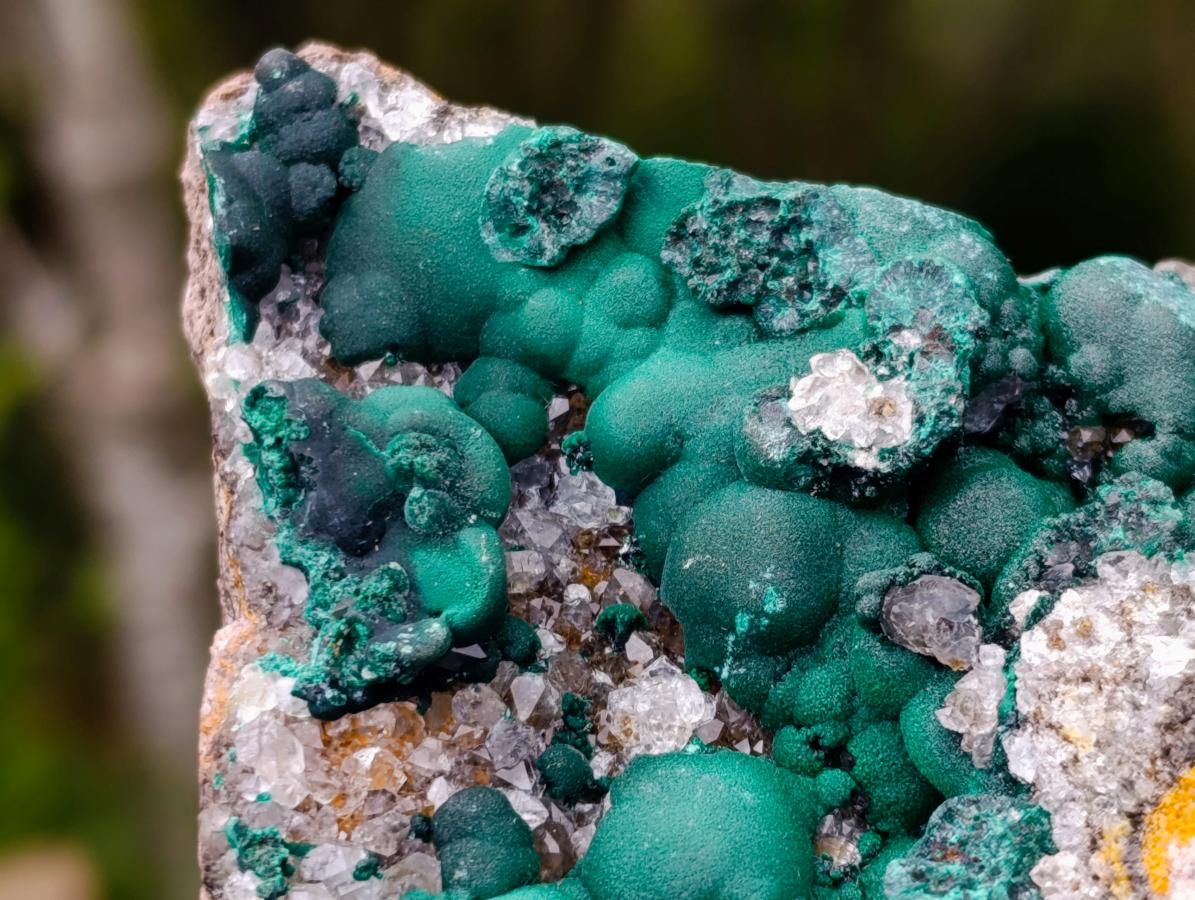 Natural Ball Malachite and Drusy Quartz on Dolomite Specimens x 3 From Mindingi Mine, Kambove, Congo - Toprock Gemstones and Minerals 