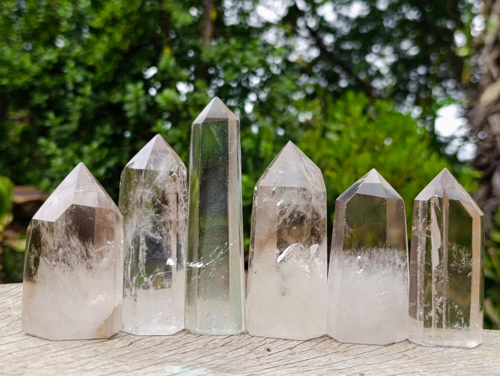 Polished Phantom Smokey Quartz Crystals x 6 From Madagascar - Toprock Gemstones and Minerals 