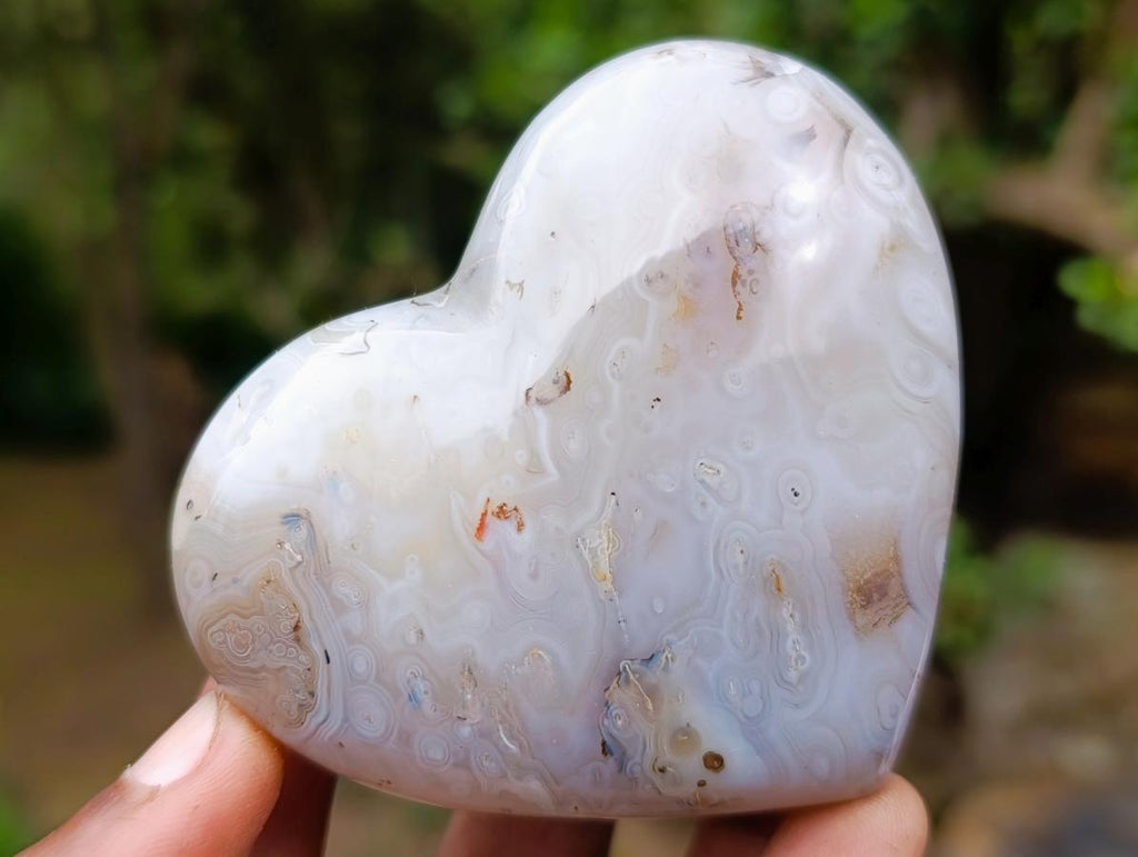 Polished Flower Agate Hearts x 6 From Antsahalova, Madagascar - Toprock Gemstones and Minerals 
