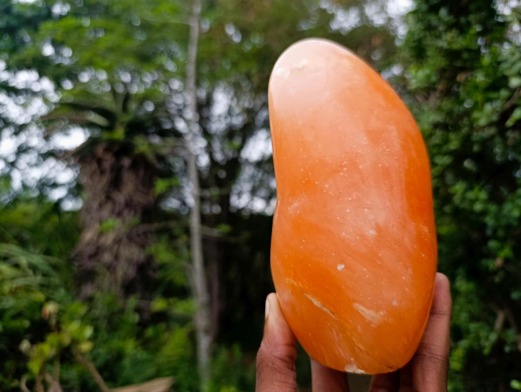 Polished Orange Twist Calcite Standing Free Forms x 2 From Maevantanana, Madagascar - Toprock Gemstones and Minerals 