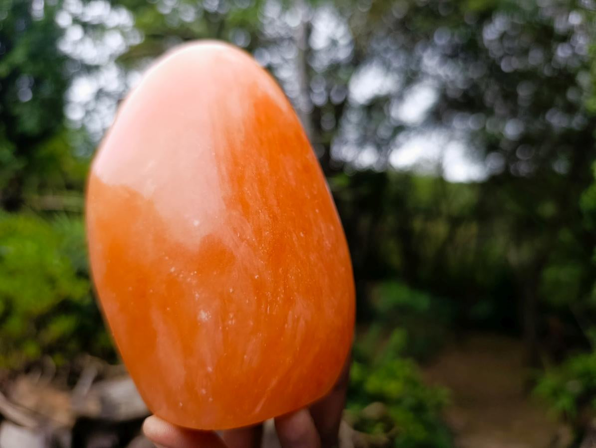 Polished Orange Twist Calcite Standing Free Forms x 2 From Maevantanana, Madagascar - Toprock Gemstones and Minerals 