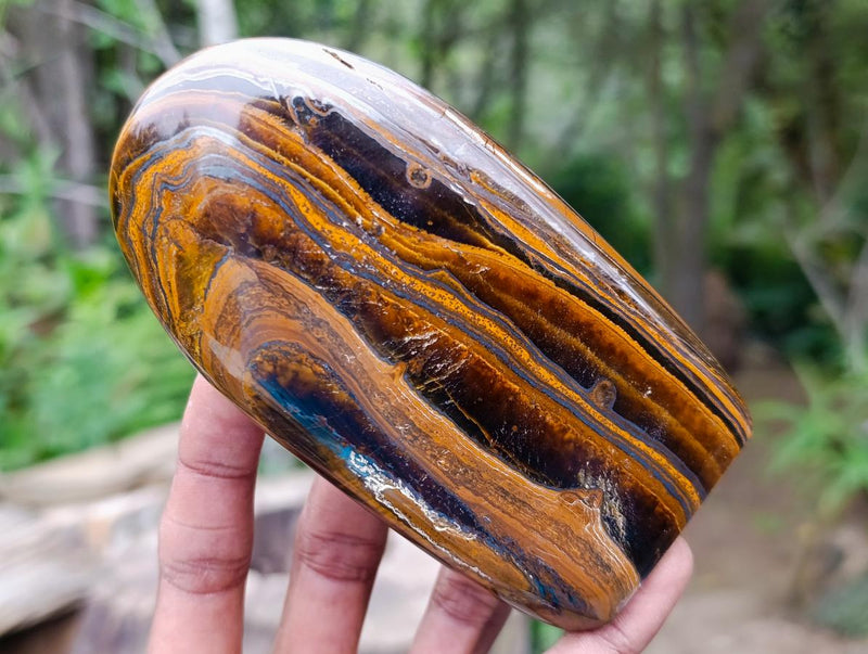 Polished Golden Tigers Eye Standing Display Pieces x 2 From Prieska, South Africa - Toprock Gemstones and Minerals 