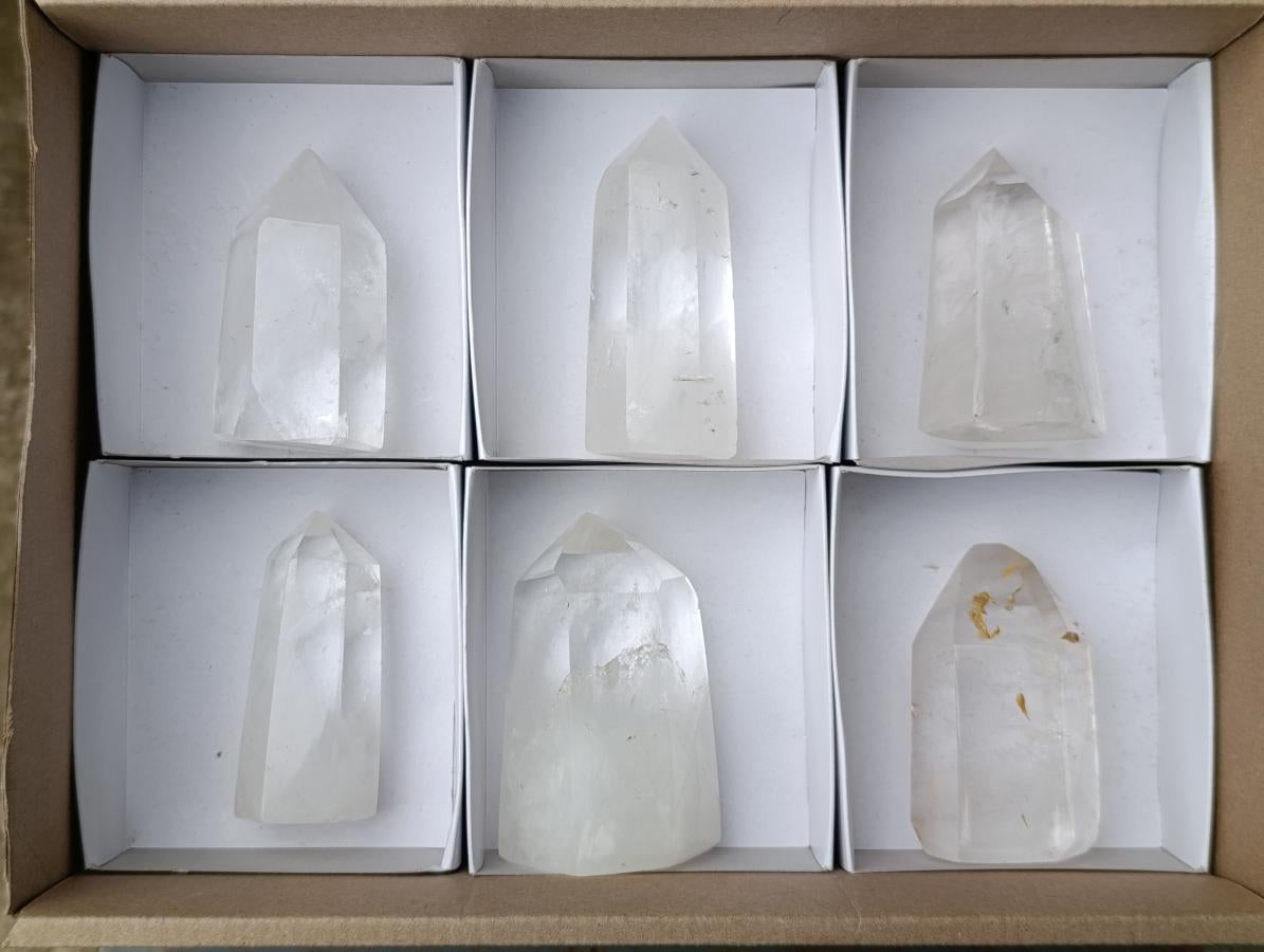 Polished Clear Quartz Display Crystals x 6 From Madagascar - Toprock Gemstones and Minerals 