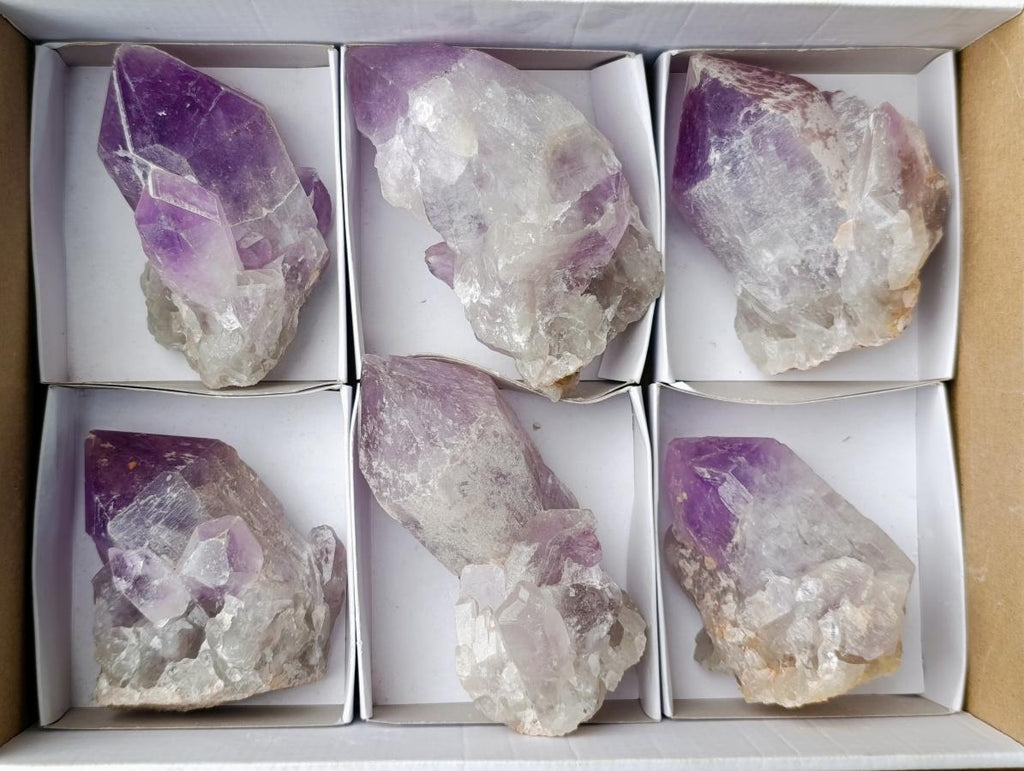 Natural Jacaranda Amethyst Crystals x 6 From Mumbwa, Zambia - Toprock Gemstones and Minerals 